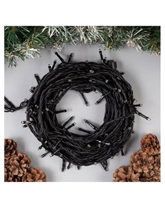 Гирлянда «Нить» 10 м, IP44, УМС, тёмная нить, 100 LED, свечение тёплое белое, 220 В Luazon lighting