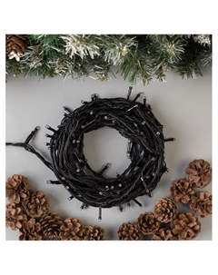 Гирлянда «Нить» 10 м, IP44, УМС, тёмная нить, 100 LED, свечение синее, мерцание белым, 220 В Luazon lighting