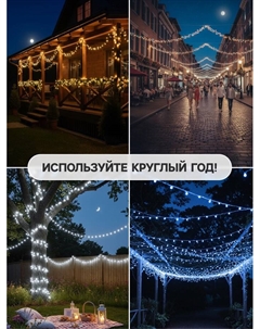 Гирлянда «Нить» 20 м, IP44, белая нить, 200 LED, свечение тёплое белое, 8 режимов, 220 В Luazon lighting