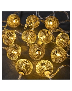 Гирлянда «Нить» 4 м с насадками «Шарик сетка», IP20, прозрачная нить, 20 LED, свечение тёплое белое, 8 режимов, 220 В Luazon lighting