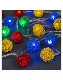 Гирлянда «Нить» 4 м с насадками «Шарик проволока», IP20, прозрачная нить, 20 LED, свечение мульти, 8 режимов, 220 В Luazon lighting