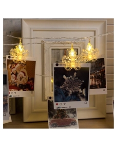 Гирлянда «Нить» 4.5 м с насадками «Прищепки-снежинки», IP20, прозрачная нить, 20 LED, свечение тёплое белое, 220 В Luazon lighting