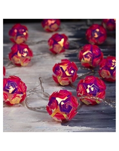 Гирлянда «Нить» 4.5 м с насадками «Цветочные шары», IP20, прозрачная нить, 15 LED, свечение белое, 220 В Luazon lighting