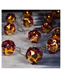 Гирлянда «Нить» 4.5 м с насадками «Цветочные шары», IP20, прозрачная нить, 15 LED, свечение красное, 220 В Luazon lighting