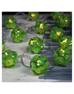 Гирлянда «Нить» 4.5 м с насадками «Цветочные шары», IP20, прозрачная нить, 15 LED, свечение зелёное, 220 В Luazon lighting