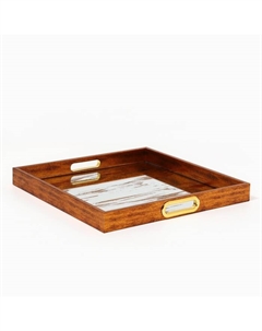 Поднос пластиковый прямоугольный с зеркалом «Штрихи», 37×37×4.5 см сервировочный Сима-ленд