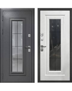 Входная дверь Гарда 9 Ковка стеклопакет букле графит/белый матовый Garda