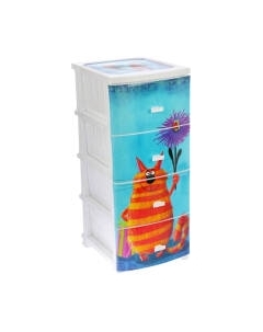 Комод пластиковый Росспласт Декор Кот 4 яруса