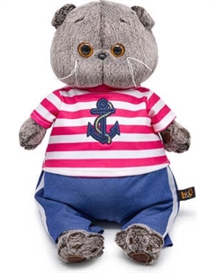 Мягкая игрушка Budi Basa Кот Басик в полосатой футболке с якорем / 10880343 Budi basa