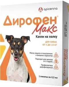 Капли от паразитов Apicenna Дирофен Макс для собак от 5 до 10 кг