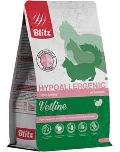 Сухой ветеринарный корм для кошек Blitz Pets Vetline Hypoallergenic с индейкой / 4455В Blitz pets