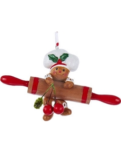 Елочная игрушка Kurt S. Adler Christmas 2024. Пряничный человечек со скалкой / H5024_1 Kurt s. adler