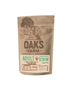 Сухой корм для кошек Oak's Farm Беззерновой для взрослых кошек. Сельдь Oak's farm