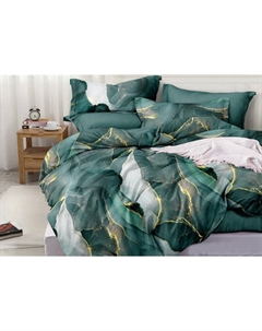 Комплект постельного белья Luxsonia Мрамор Евро с простыней на резинке / Ви15-0203/220