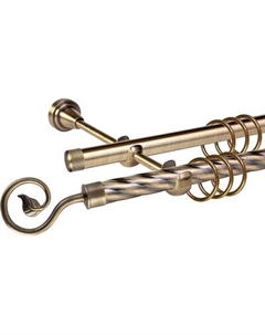 Карниз для штор АС ФОРОС Grace D19К/19Г + наконечники Завиток одинарный Ас форос