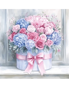 Набор алмазной вышивки Феникс+ Букет с розовым бантом / 71385 Feniks