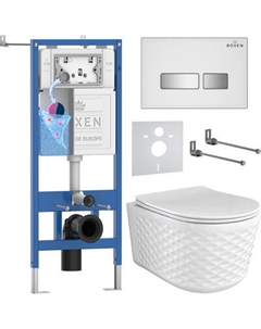 Унитаз подвесной с инсталляцией Roxen StounFix Dual Fresh 979024