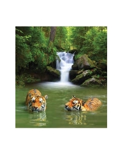 Шторка-занавеска для ванны JoyArty Тигры прохлаждаются / sc_12732 Joyarty