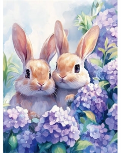 Набор алмазной вышивки Феникс+ Зайчики в гортензиях / 71377 Feniks