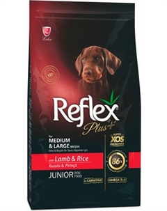 Сухой корм для собак Reflex Plus Для щенков средних и крупных пород с ягненком и рисом Reflex plus