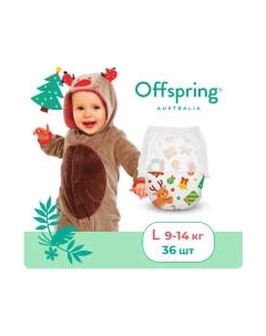 Подгузники-трусики детские Offspring L 9-14кг Новый год / OF02LXMAS