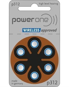 Комплект батареек PowerOne One Zinc-Air p312 BL6 Powerone
