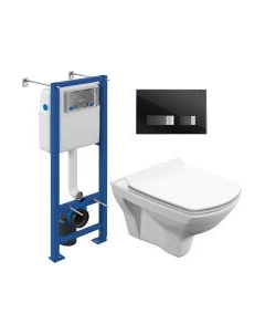 Унитаз подвесной с инсталляцией Cersanit Carina New Clean On + S-IN-MZ-VECTOR + P-BU-MOV/Blg/Gl