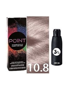 Краска для волос, тон №10.8, Очень светлый блонд серебристо-розовый + Оксид 3% Point