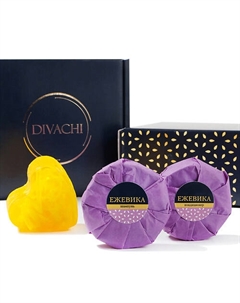 Шампунь и кондиционер твердый для волос "Ежевичный пуддинг" с мылом ручной работы 50 Divachi