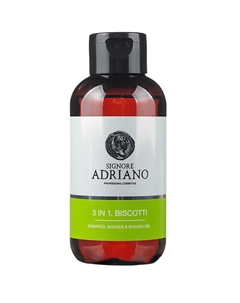 Шампунь для волос, гель для душа и бритья 3 в 1  "BISCOTTI" с эффектом ментола 250 Signore adriano