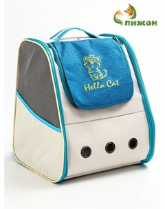 Рюкзак для переноски кошек и собак, прозрачный, 32×28×38 см, бело-синий Пижон