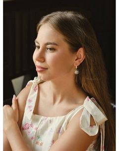 Серьги со стразами «Циркония» роза, белые в золоте Qf