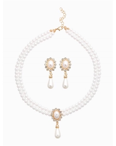 Набор 2 предмета: серьги, колье «Антуанетта» вспышка, цвет белый в золоте, 40 см Qf