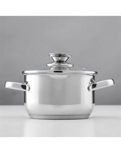 Кастрюля из нержавеющей стали klimena, 1,7 л, крышка-дуршлаг, носик для слива, капсульное дно, индукция Magistro