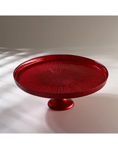 Блюдо сервировочное для торта «Кувшинка», d=28 см, на ножке, цвет красный Akcam