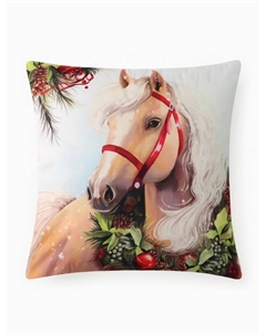 Подушка "Сhristmas horse", 40*40 см, 100% п/э, велюр Этель