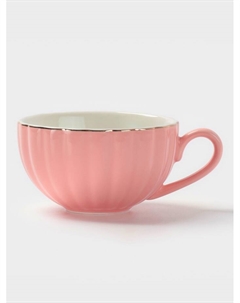 Чайная пара «Вивьен», 2 предмета: чашка 200 мл, блюдце d=15 см, фарфор, розовая Доляна