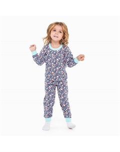 Пижама для девочки, цвет синий/листья, рост 92 см Юниор текстиль