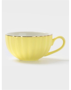Чайная пара «Вивьен», 2 предмета: чашка 200 мл, блюдце d=15 см, фарфор, жёлтая Доляна