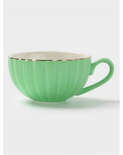Чайная пара «Вивьен», 2 предмета: чашка 200 мл, блюдце d=15 см, фарфор, зелёная Доляна