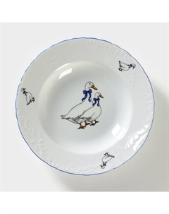 Тарелка глубокая «Рококо. Гуси», 250 мл, d=22,5 см, белая, фарфор Cmielow