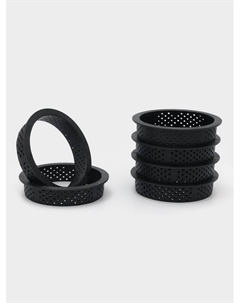 Формы для выпечки тарта, перфорированные, внутренний d=8.3 см, набор 6 шт., чёрный Доляна