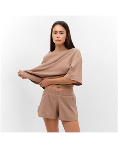 Комплект женский (футболка, шорты) Basic line, р. 44, кофейный Kaftan