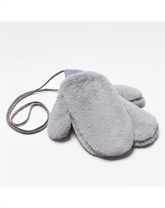 Варежки на иск.меху пушистые 25 см серый Minaku