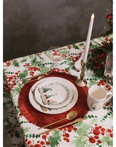 Тарелка новогодняя «Домашние гномики», d=20.5 см, фарфор, белая Доляна