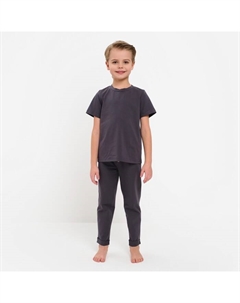 Пижама для мальчика (футболка, брюки), графитовая, рост 98 см Minaku