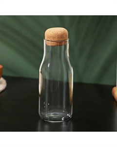 Бутылка для соуса и масла «Эко», 400 мл, 6×16.5 см, с пробковой крышкой, стекло Доляна