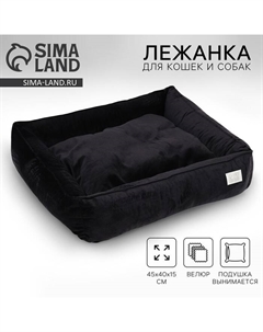 Лежанка для кошек и собак велюровая, 55 х 50 х 15 см, черная Pet lab