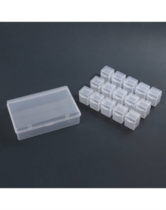 Органайзер для хранения мелочей, 15 баночек, 9 мл, 13.7×9×4 см, прозрачный Qf