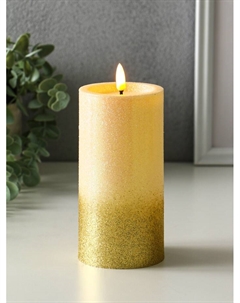 Светодиодная свеча LED «Блёстки», ночник, 3×AAA, золото, 7.5×7.5×15 см Risalux